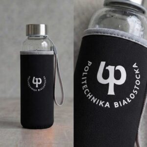 butelka szklana w pokrowcu [czarna]