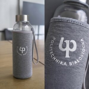 butelka szklana w pokrowcu [szary]
